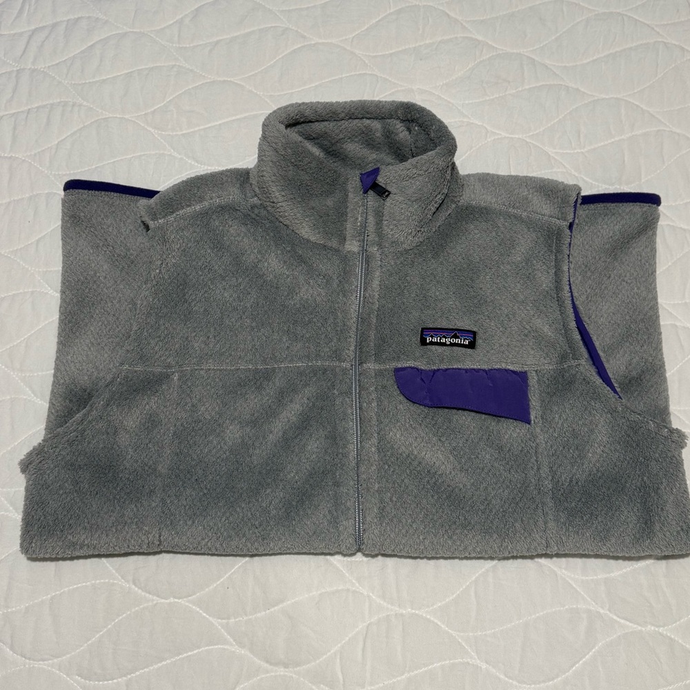 Patagonia Gray and Purple Fleece Vest
